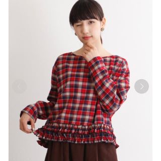 メルロー(merlot)のまこ様専用　merlot チェック柄フリル裾ブラウス(シャツ/ブラウス(長袖/七分))