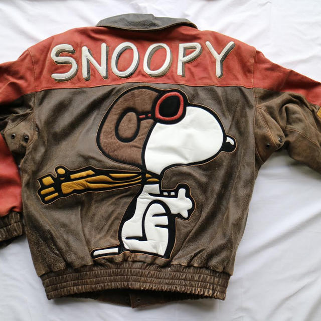 SNOOPY PEANUTS ヴィンテージ レザー ジャケット サイズM | フリマアプリ ラクマ