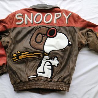 ピーナッツ(PEANUTS)のSNOOPY PEANUTS ヴィンテージ レザー ジャケット サイズM(レザージャケット)