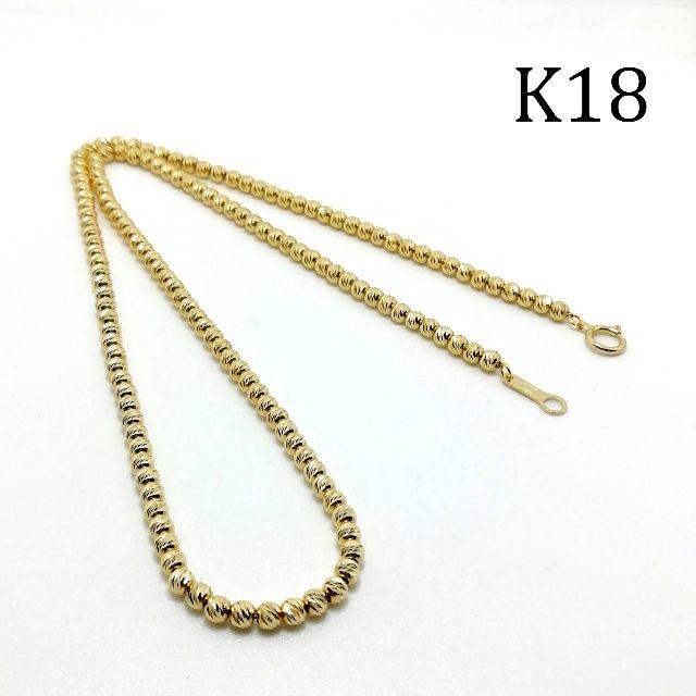 K18グリッタービーズ　3mm　ネックレス【チェーン】　18金　SJX好きに