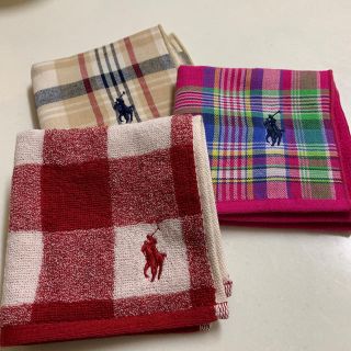 ラルフローレン(Ralph Lauren)のRalph Lauren  タオルハンカチ 3枚 +包装用袋(ハンカチ)