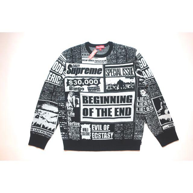 XL)Supreme Newsprint Sweaterニュースプリントセーター