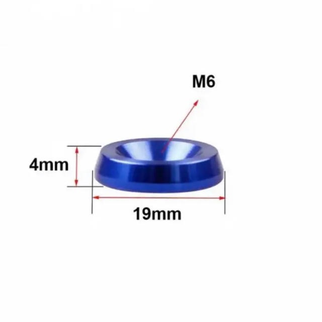 ナンバープレートボルト3本  M6六角ボルト アルミワッシャー ブルー 青色　a 自動車/バイクの自動車(車外アクセサリ)の商品写真
