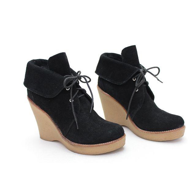 JEFFREY CAMPBELL(ジェフリーキャンベル)のジェフリーキャンベル 本革レースアップウエッジブーティ（37）美品 レディースの靴/シューズ(ブーティ)の商品写真