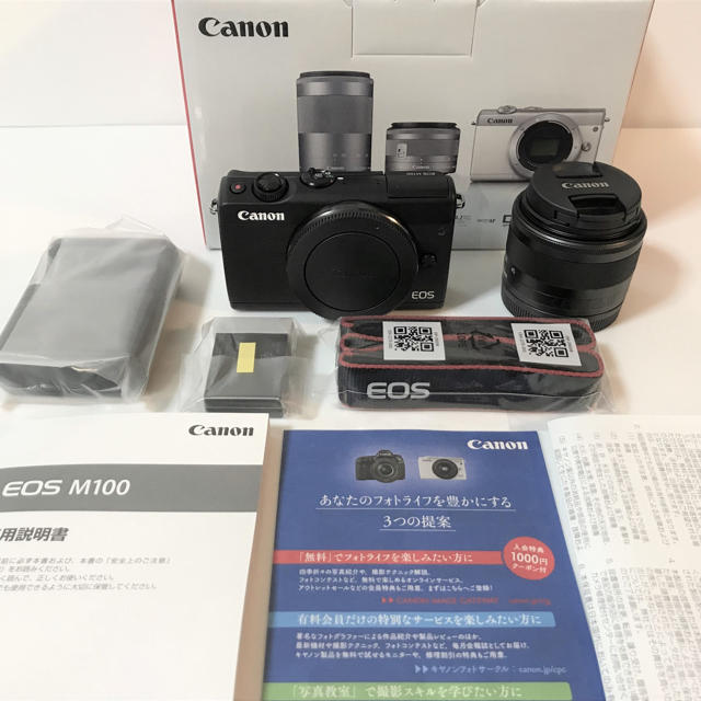 Canon(キヤノン)のキャノン カメラ 新品 Canon EOS M100 レンズキット ブラック スマホ/家電/カメラのカメラ(ミラーレス一眼)の商品写真