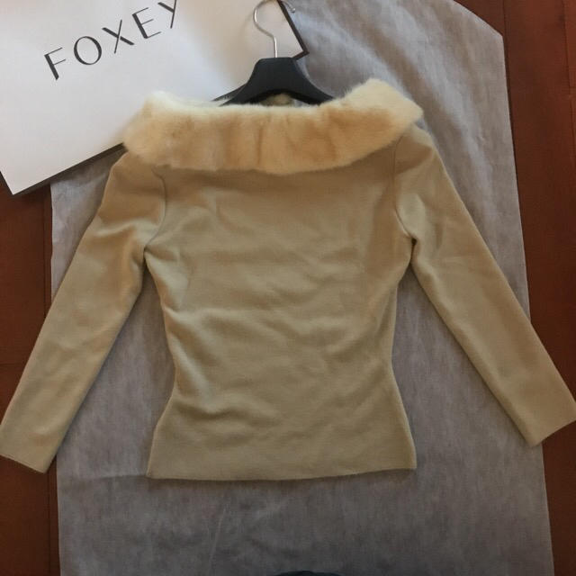 foxey フォクシー ミンク襟カシミヤ７部丈ニット38 - ニット/セーター