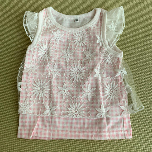 女の子 可愛いレース Tシャツ 100cm キッズ/ベビー/マタニティのキッズ服女の子用(90cm~)(Tシャツ/カットソー)の商品写真