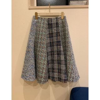 アンドクチュール(And Couture)のかおちゃん様専用　アンドクチュール  ツイードスカート  ブルー系　美品(ひざ丈スカート)