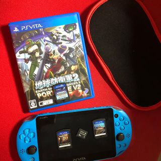 プレイステーションヴィータ(PlayStation Vita)のビータ本機にカバー付き8GB付きで地球防衛軍2マイクラ、プロスピ2015です(携帯用ゲーム機本体)