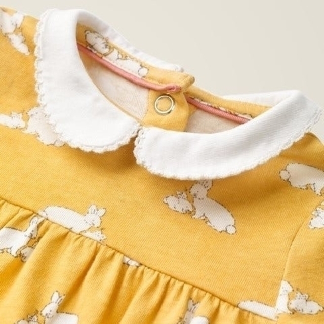 Boden(ボーデン)の完売品 Baby Boden うさぎプリント 襟付ワンピース イエロー キッズ/ベビー/マタニティのキッズ服女の子用(90cm~)(ワンピース)の商品写真