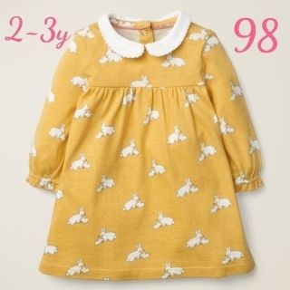 ボーデン(Boden)の完売品 Baby Boden うさぎプリント 襟付ワンピース イエロー(ワンピース)