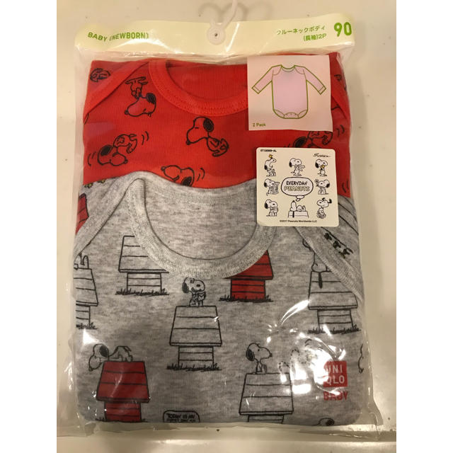 UNIQLO(ユニクロ)のユニクロスヌーピーロンパース90 キッズ/ベビー/マタニティのキッズ服女の子用(90cm~)(下着)の商品写真