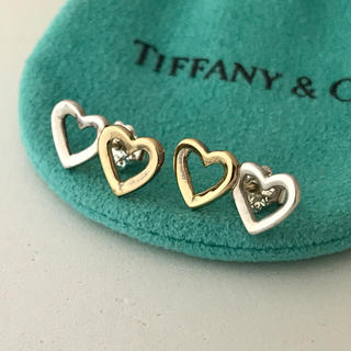 ティファニー(Tiffany & Co.)のTiffany ダブルオープンハートコンビピアス 希少(ピアス)