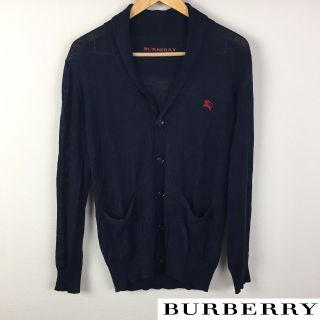 バーバリーブラックレーベル(BURBERRY BLACK LABEL)の美品 BURBERRY BLACK LABEL 長袖カーディガン 薄手 ネイビー(カーディガン)