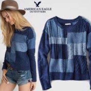 アメリカンイーグル(American Eagle)のAmerican Eagle デニムパッチワークセーター(ニット/セーター)