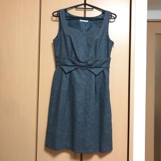 ウィルセレクション(WILLSELECTION)の一度試着したのみ♡新品同様品♡リボンウエストワンピース♡グレー(ミニワンピース)