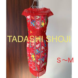 タダシショウジ(TADASHI SHOJI)のタダシショージ❤️秋ドレス【超美品】RED 花柄(ミディアムドレス)