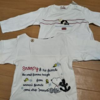 スヌーピー(SNOOPY)の白い長袖Tシャツ2枚 サイズ90(Tシャツ/カットソー)