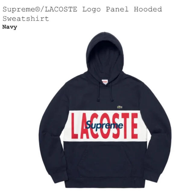 Supreme LACOSTE Logo Panel Hooded ラコステネイビーSIZE