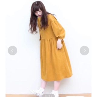 ドットアンドストライプスチャイルドウーマン(Dot&Stripes CHILDWOMAN)の21Wシャツコール パフスリーブワンピース(ひざ丈ワンピース)