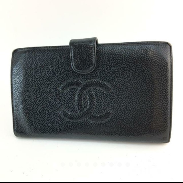 CHANEL  キャビアスキン 長財布 ブラック