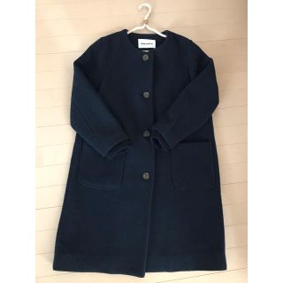 blue willow  ノーカラーコート　ネイビー(ロングコート)