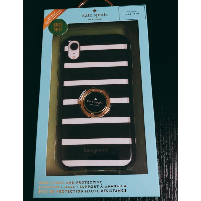 kate spade new york(ケイトスペードニューヨーク)の日本未入荷★ケイトスペード iPhoneXR ケース バンカー付 ボーダー スマホ/家電/カメラのスマホアクセサリー(iPhoneケース)の商品写真