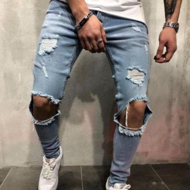 サイズが選べる ダメージデニム ブルー ネイビー 紺 青ダメージジーンズ メンズ メンズのパンツ(デニム/ジーンズ)の商品写真