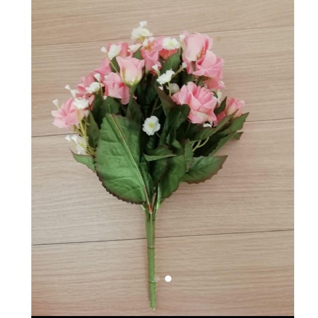 造花　ピンクローズ&小花ブーケ ハンドメイドのウェディング(ブーケ)の商品写真