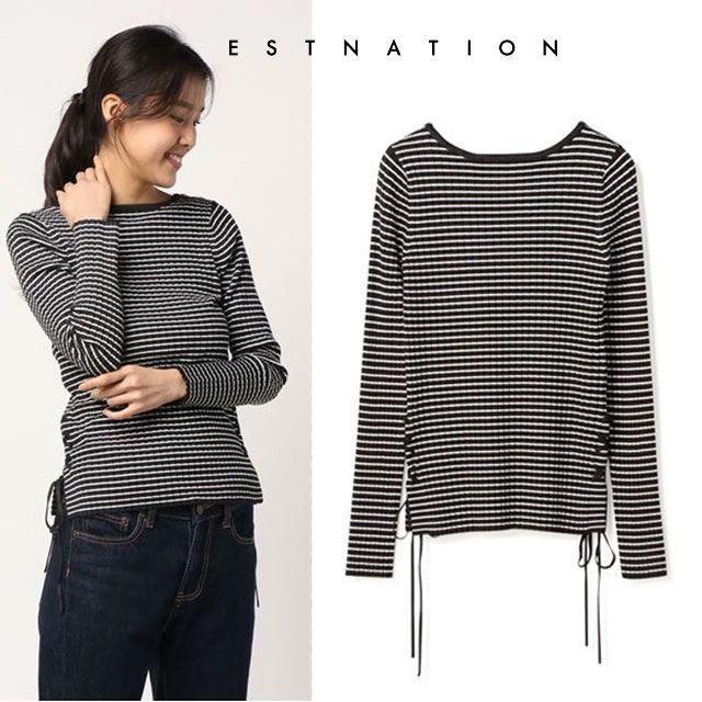 ESTNATION(エストネーション)のESTNATION 【2018年購入】ボーダー ニットトップス ¥19,800 レディースのトップス(ニット/セーター)の商品写真