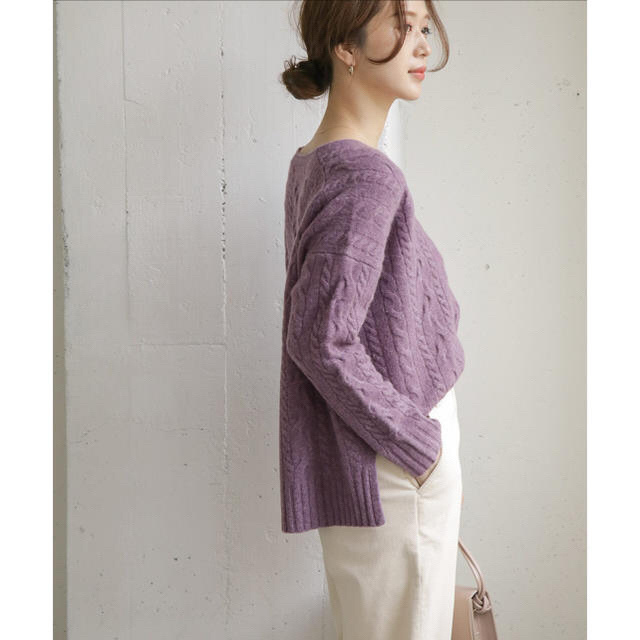 URBAN RESEARCH DOORS(アーバンリサーチドアーズ)のDOORS☆ ハミルトンウールアラン柄ニット🌸PURPLE♪新品タグ付♪UR レディースのトップス(ニット/セーター)の商品写真