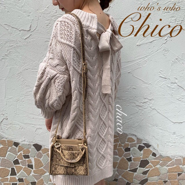 who's who Chico(フーズフーチコ)の最新作🌷¥8690【Chico】バックラメリボンケーブルニットチュニック レディースのトップス(ニット/セーター)の商品写真