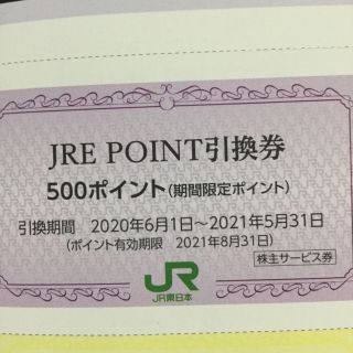 ジェイアール(JR)のJRE POINT引換券（500ポイント）(ショッピング)