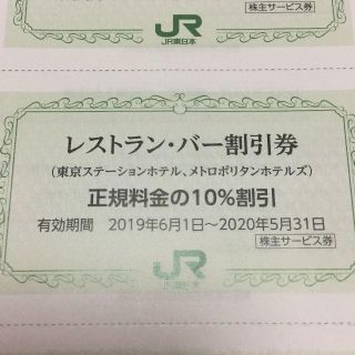 ジェイアール(JR)の【10％OFF】レストラン・バー 割引券×3枚(レストラン/食事券)