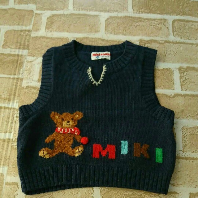 mikihouse(ミキハウス)のレトロ ミキハウス ニットベスト 立体くま キッズ/ベビー/マタニティのキッズ服男の子用(90cm~)(ニット)の商品写真