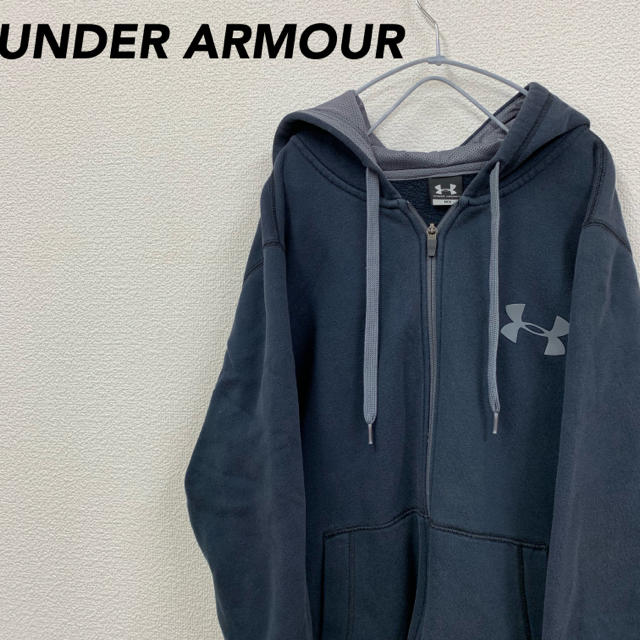 UNDER ARMOUR - アンダーアーマー ビッグロゴ ジップ パーカー ブラック 裏起毛 MDサイズの通販 by sayu's shop