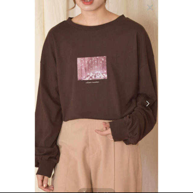 w closet(ダブルクローゼット)のw closet キラキラフォトプリントTee 流行ブラウン レディースのトップス(Tシャツ(長袖/七分))の商品写真