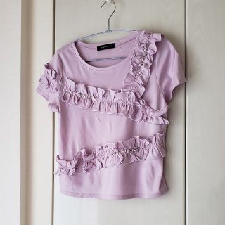 クイーンズコート(QUEENS COURT)のay様用　新品！QUEENS COURT　フリル・ビジュー付Tシャツ(シャツ/ブラウス(半袖/袖なし))