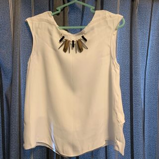 ZARA BASIC 白ノースリーブトップス(シャツ/ブラウス(半袖/袖なし))