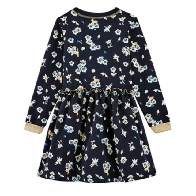 PETIT BATEAU(プチバトー)の大人気！プチバトー 19AWプリントブルースウェットワンピース 4a キッズ/ベビー/マタニティのキッズ服女の子用(90cm~)(ワンピース)の商品写真