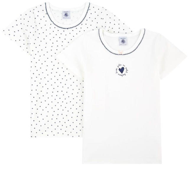 PETIT BATEAU(プチバトー)のあきとはるのママ様専用♡6ans プチバトーハートプリント半袖Tシャツ2枚組 キッズ/ベビー/マタニティのキッズ服女の子用(90cm~)(Tシャツ/カットソー)の商品写真