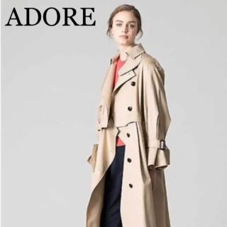 アドーア(ADORE)のアドーア★美品　プリモコットン３ＷＡＹトレンチコート　ロングコート　ベージュ  (トレンチコート)