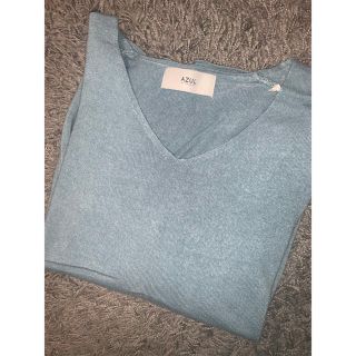 アズールバイマウジー(AZUL by moussy)のVネックプルオーバー（ライトブルー）AZUL by moussy(カットソー(長袖/七分))