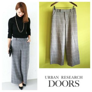 アーバンリサーチ(URBAN RESEARCH)のチェック ウール ワイド パンツ グレー(その他)