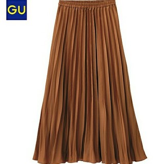 ジーユー(GU)のジーユー プリーツロングスカート ブラウン XL(ロングスカート)