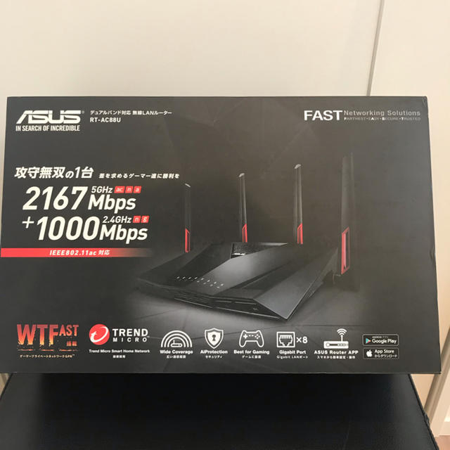 スマホ/家電/カメラASUS ゲーミング WiFi 無線LAN ルーター RT-AC88U