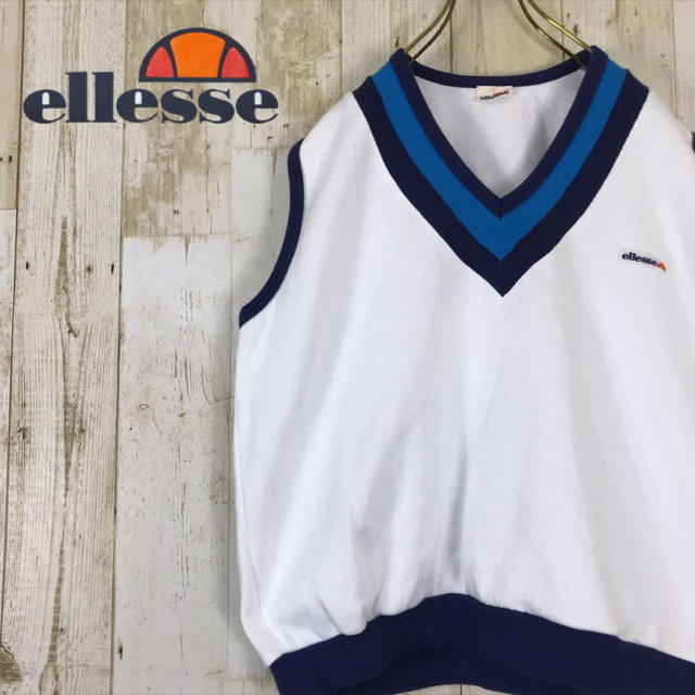 ellesse(エレッセ)の90s エレッセ ellesse コットン ベスト レトロコーデ ホワイト メンズのトップス(ベスト)の商品写真