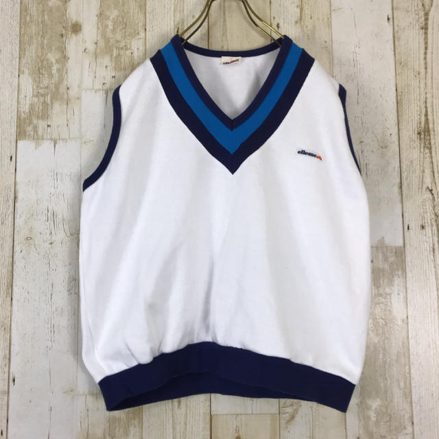 ellesse(エレッセ)の90s エレッセ ellesse コットン ベスト レトロコーデ ホワイト メンズのトップス(ベスト)の商品写真