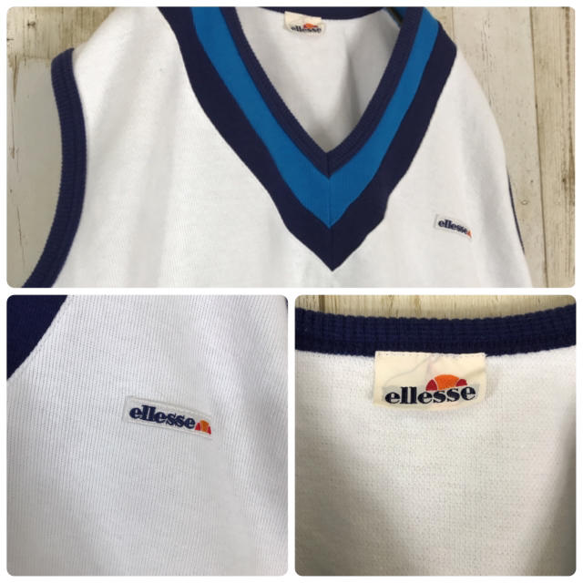 ellesse(エレッセ)の90s エレッセ ellesse コットン ベスト レトロコーデ ホワイト メンズのトップス(ベスト)の商品写真