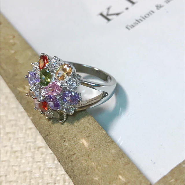 レトロ♡カラフル フラワー AAA czリング レディースのアクセサリー(リング(指輪))の商品写真